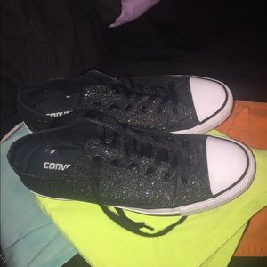 SOLD Black glitter converse low tops